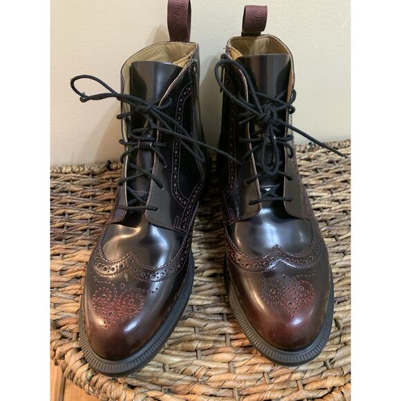 Dr. Martens Shoes - DR. MARTENS Delphine 8-Eye Brogue Boot Oxblood Maroon 10 new without box